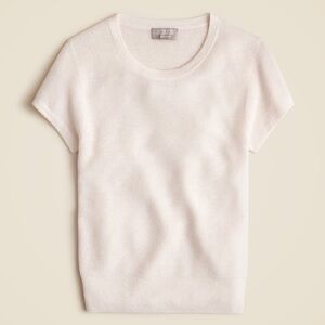 NWT J. Crew Ivory Cashmere Top Ribbed featherweight Short Sleeve T Shirt Medium